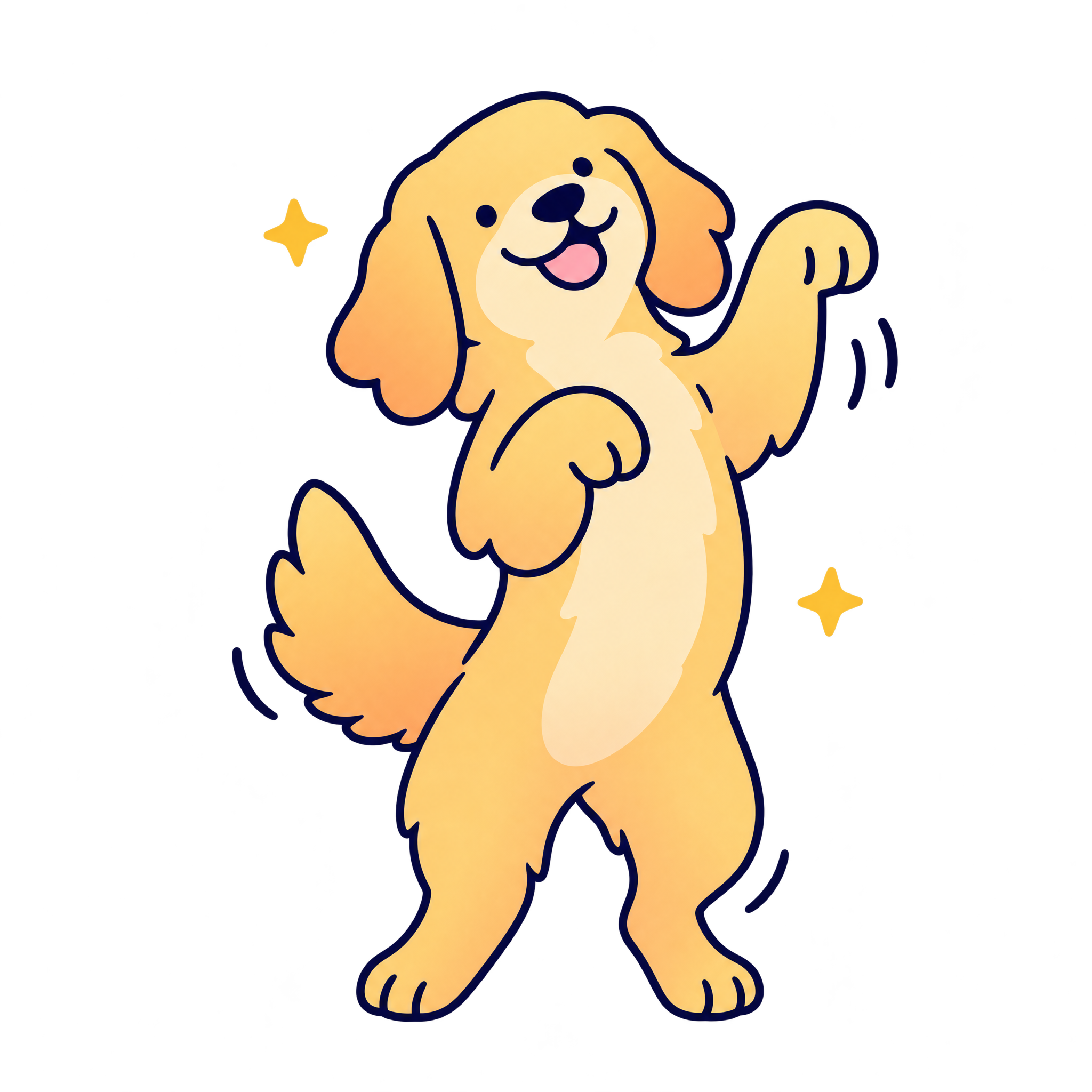 Happy cartoon golden dog waiting for a head pat